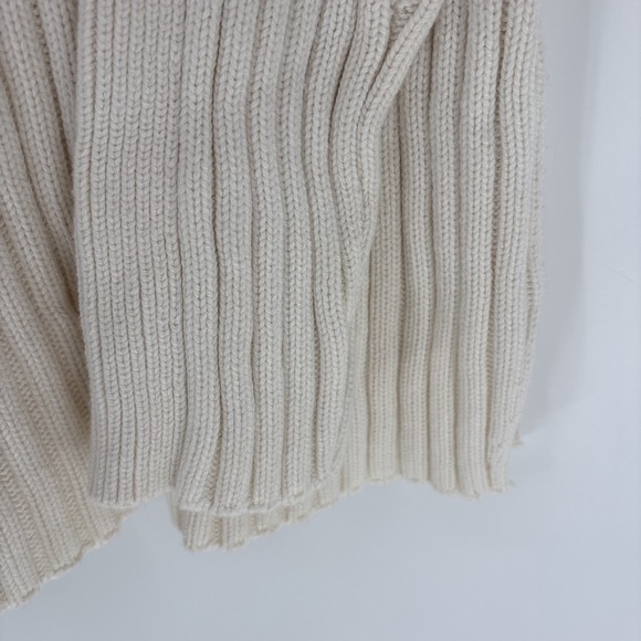 Abercrombie Oversized Rib Knit Sweater XL Off White Mock Collar Slit Hem Chunky - Picture 4 of 6